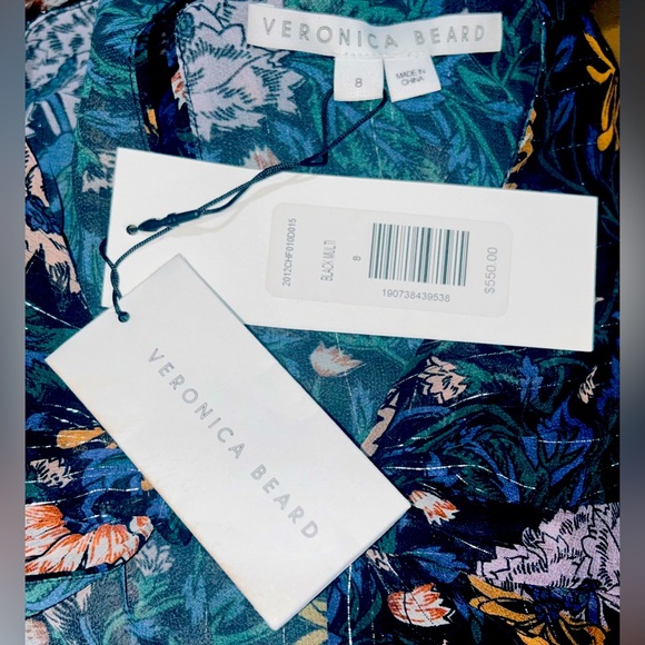 NWT Veronica Beard SZ 8 black/pink multicolor “Peppa” floral silk dress/bust 42” - Picture 10 of 11